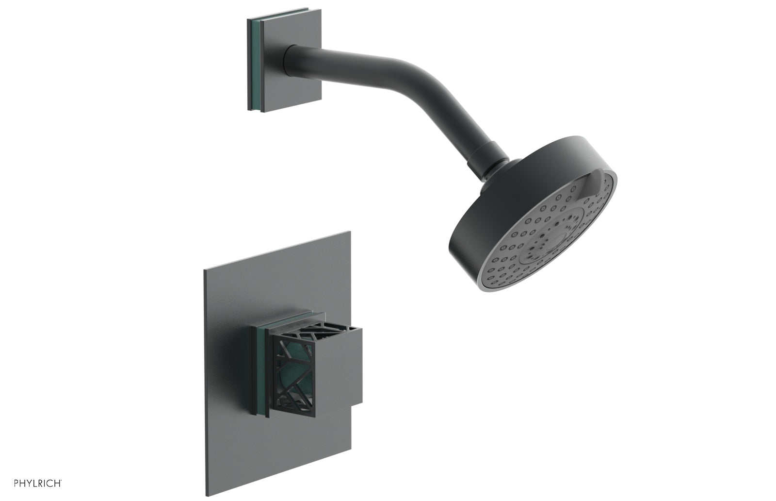 JOLIE Pressure Balance Shower Set - Square Handle with "Turquoise" Accents 222-22