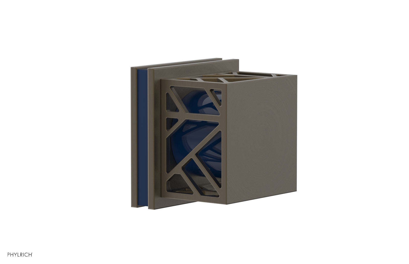 JOLIE Volume Control/Diverter Trim - Square Handle with "Navy Blue" Accents 222-36