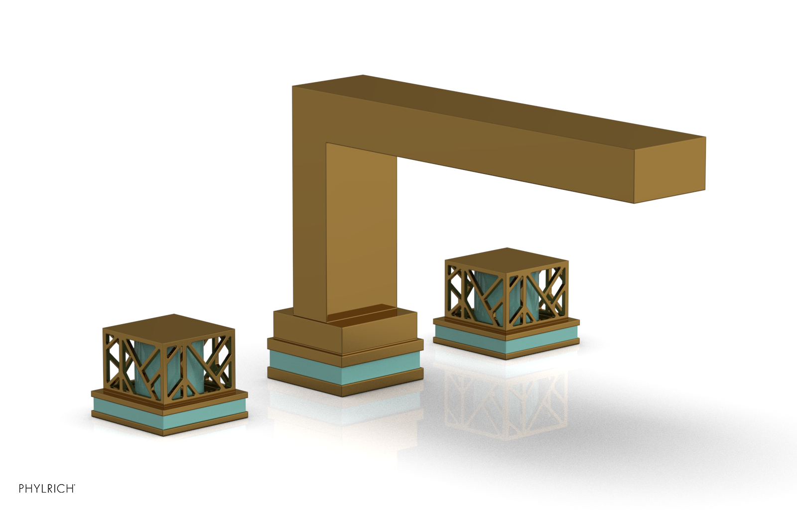 JOLIE Deck Tub Set - Square Handles with "Turquoise" Accents 222-41