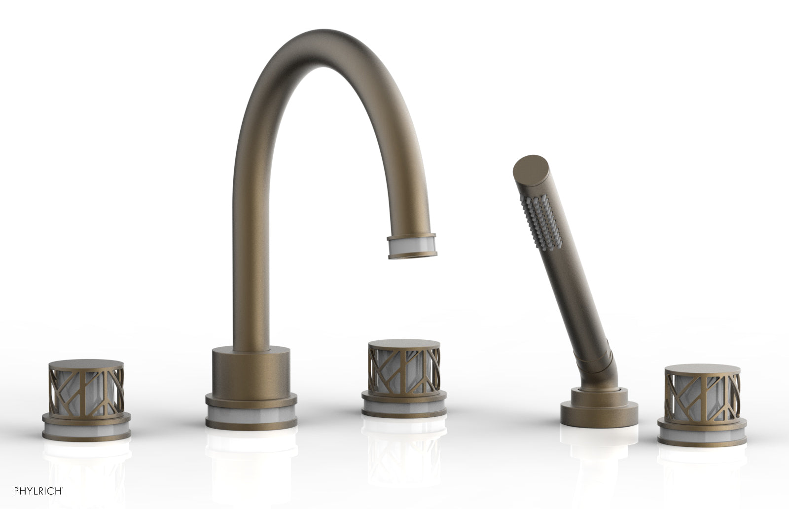 JOLIE Deck Tub Set with Hand Shower - Round Handles with "Grey" Accents 222-48