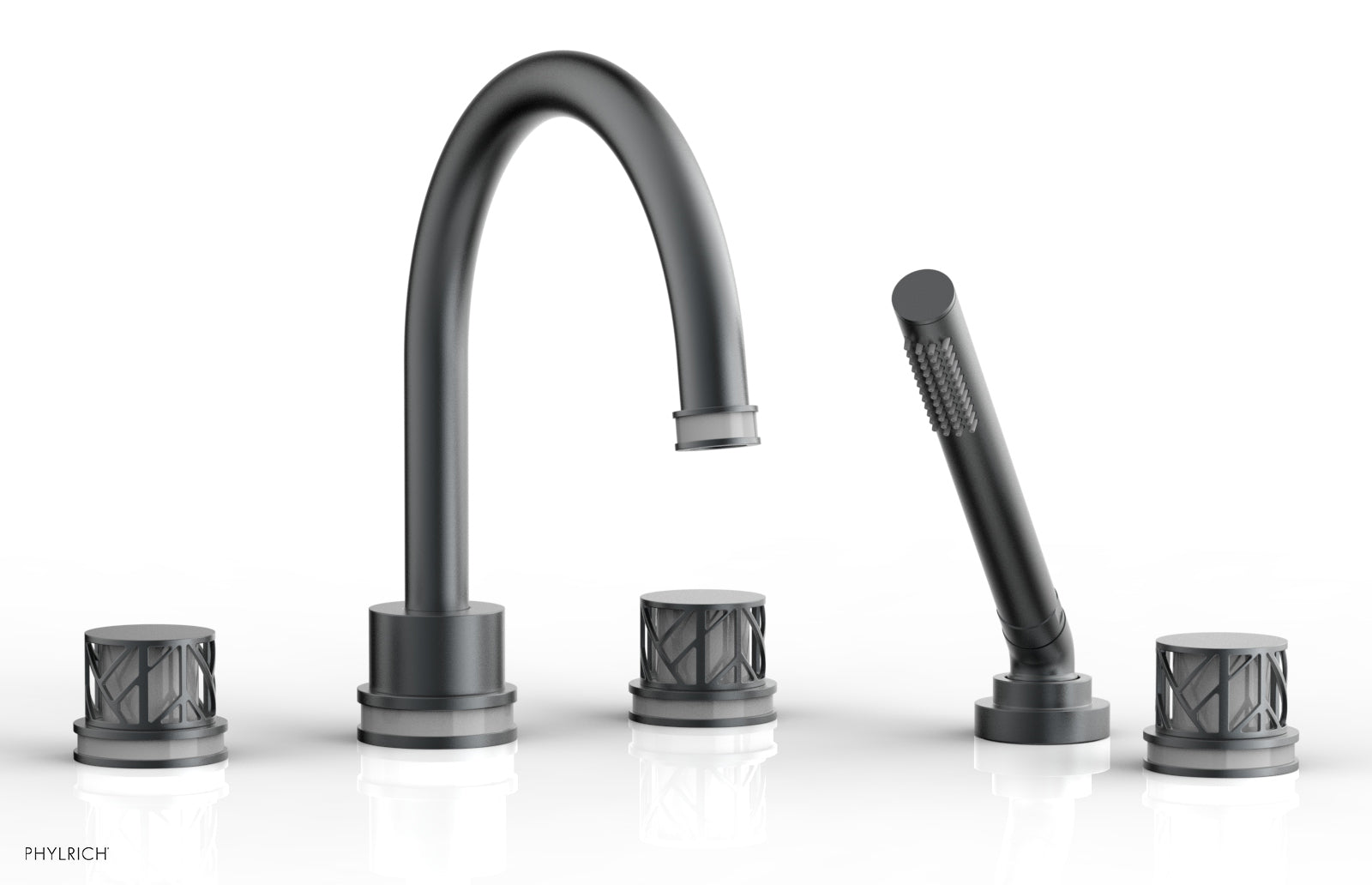 JOLIE Deck Tub Set with Hand Shower - Round Handles with "Grey" Accents 222-48