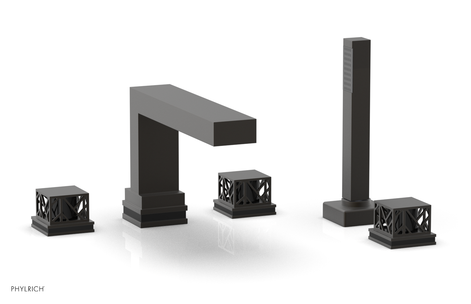 JOLIE Deck Tub Set with Hand Shower - Square Handles with "Black" Accents 222-49