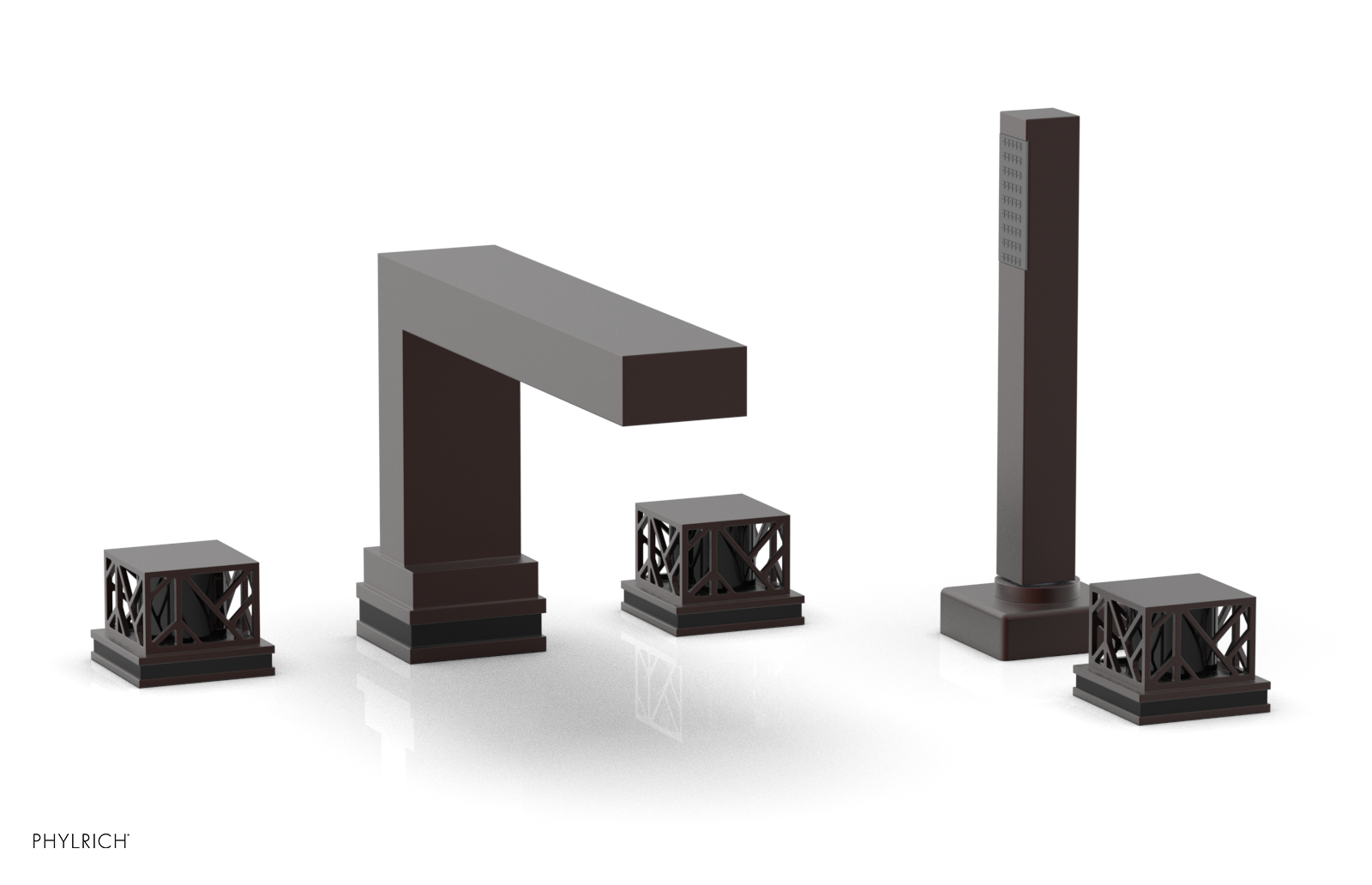 JOLIE Deck Tub Set with Hand Shower - Square Handles with "Black" Accents 222-49