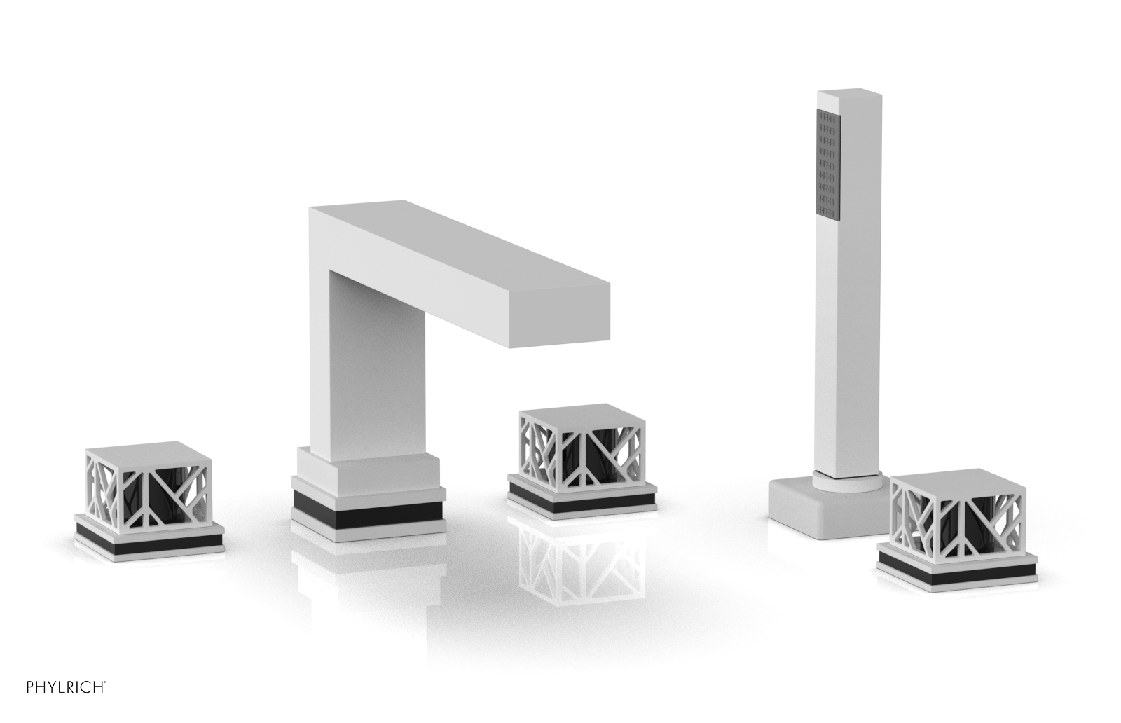 JOLIE Deck Tub Set with Hand Shower - Square Handles with "Black" Accents 222-49