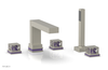 JOLIE Deck Tub Set with Hand Shower - Square Handles with "Purple" Accents 222-49