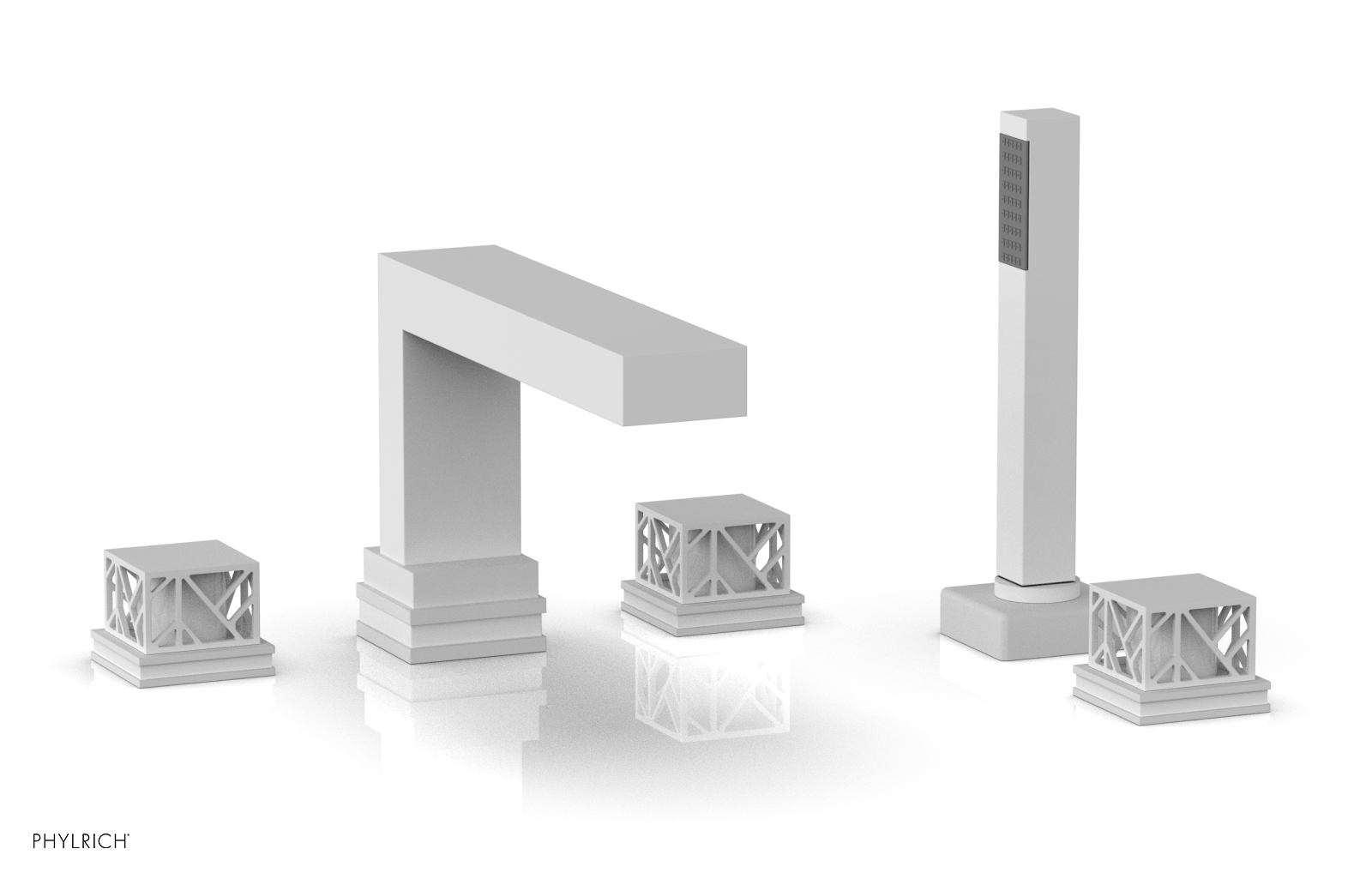 JOLIE Deck Tub Set with Hand Shower - Square Handles with "White" Accents 222-49