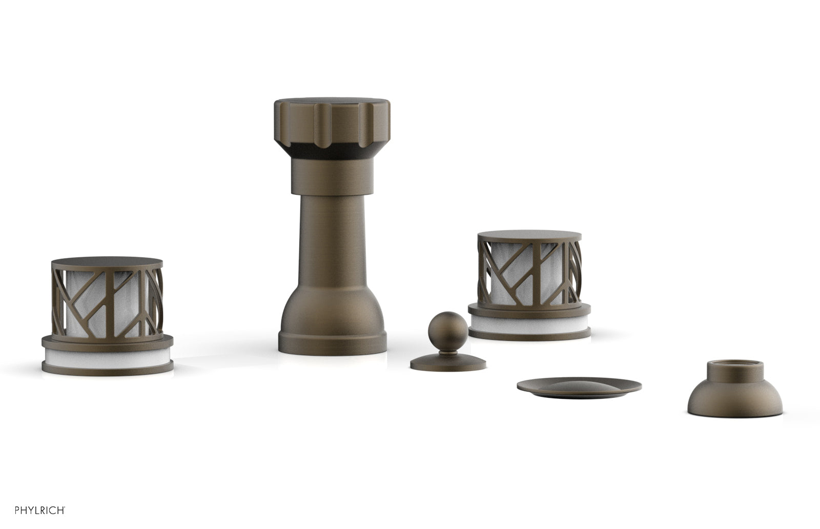 JOLIE Four Hole Bidet Set - Round Handles with "White Accents" 222-60