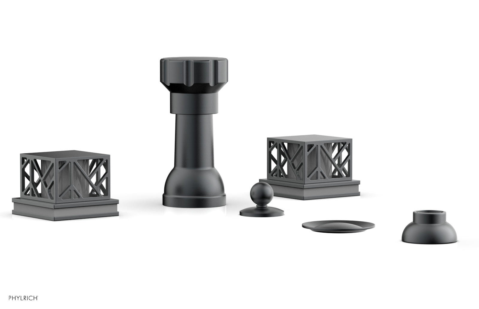 JOLIE Four Hole Bidet Set - Square Handles with "Grey Accents" 222-61