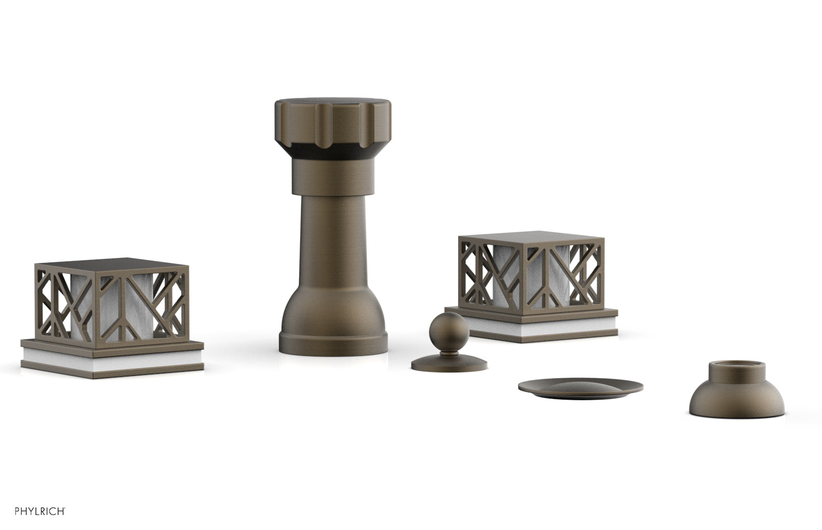 JOLIE Four Hole Bidet Set - Square Handles with "White Accents" 222-61