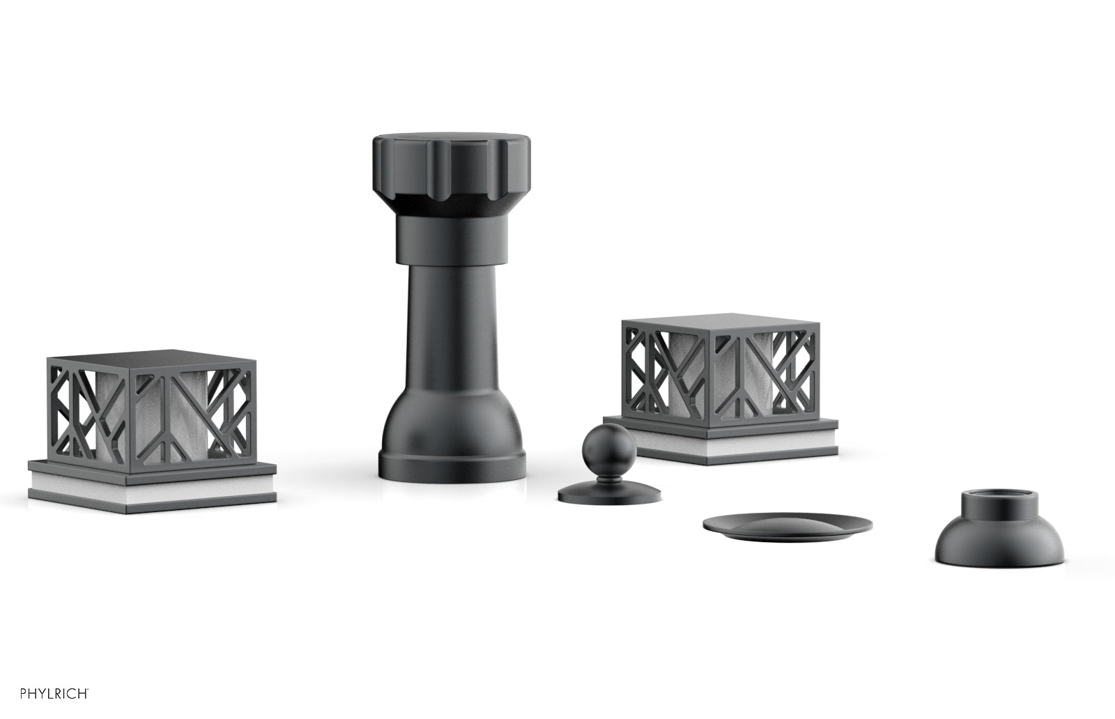 JOLIE Four Hole Bidet Set - Square Handles with "White Accents" 222-61