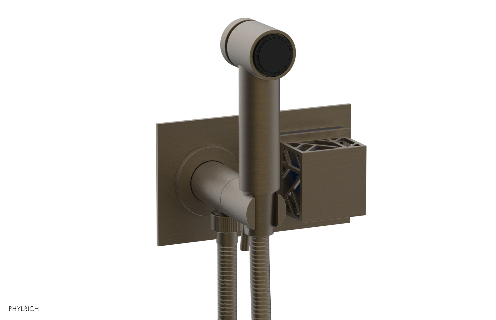 JOLIE Wall Mounted Bidet, Square Handle with "Navy Blue" Accents 222-65