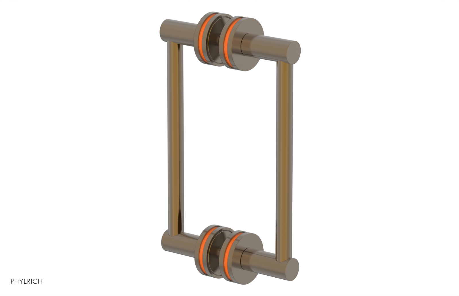 JOLIE - 8" Double Sided Shower Pull with "Orange" Accents 222-93-08