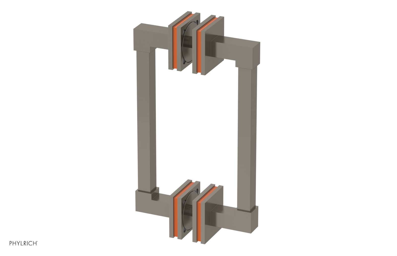 JOLIE - 8" Double Sided Shower Pull with "Orange" Accents 222S-93-08