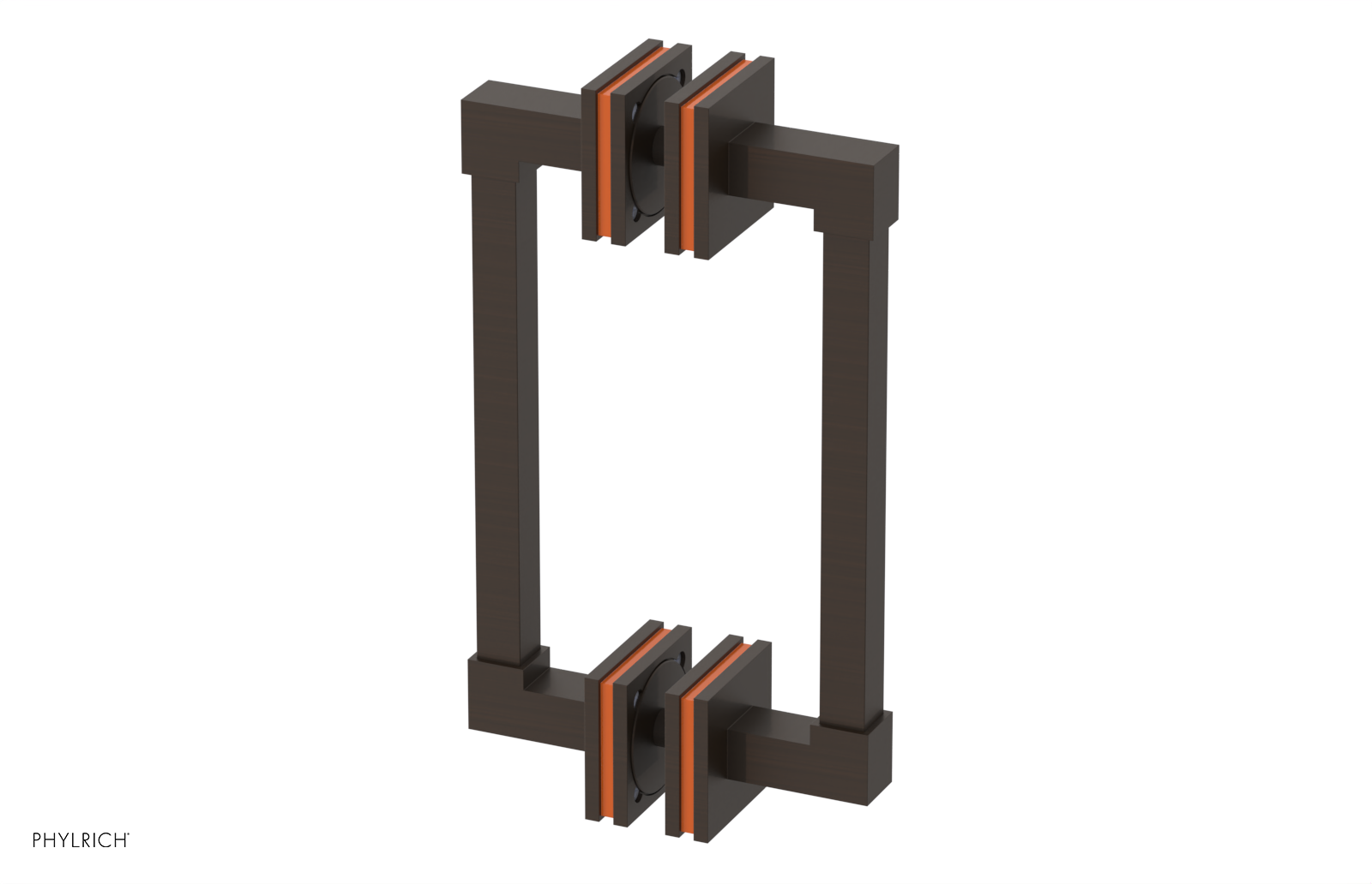 JOLIE - 8" Double Sided Shower Pull with "Orange" Accents 222S-93-08