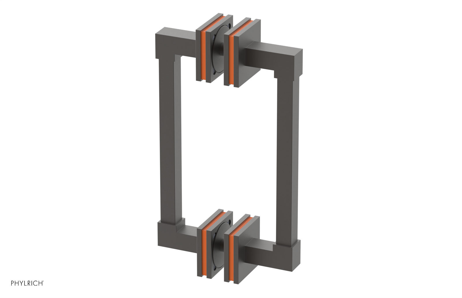 JOLIE - 8" Double Sided Shower Pull with "Orange" Accents 222S-93-08