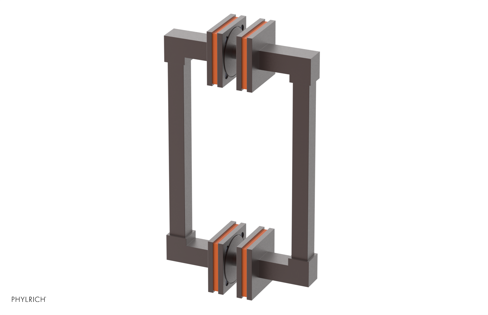 JOLIE - 8" Double Sided Shower Pull with "Orange" Accents 222S-93-08