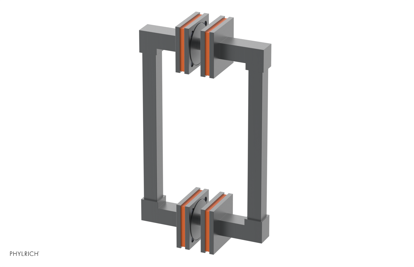 JOLIE - 8" Double Sided Shower Pull with "Orange" Accents 222S-93-08