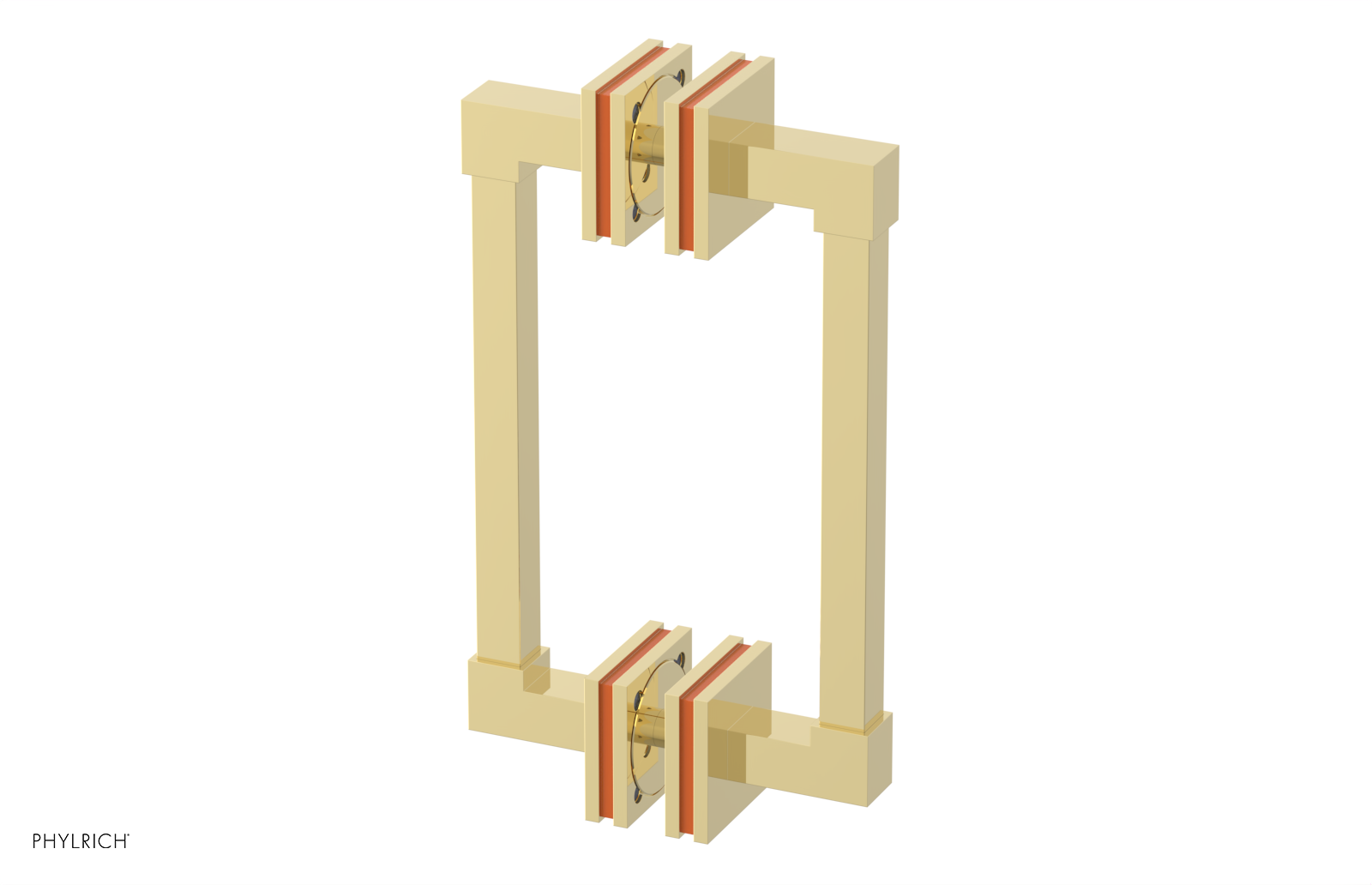 JOLIE - 8" Double Sided Shower Pull with "Orange" Accents 222S-93-08