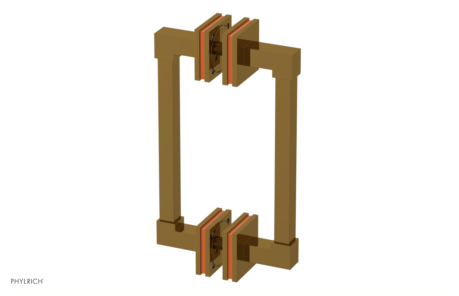 JOLIE - 8" Double Sided Shower Pull with "Orange" Accents 222S-93-08