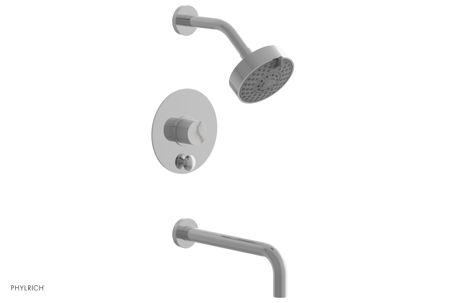 BASIC II 10" Pressure Balance Tub and Shower Set - White Marble 230-28-10