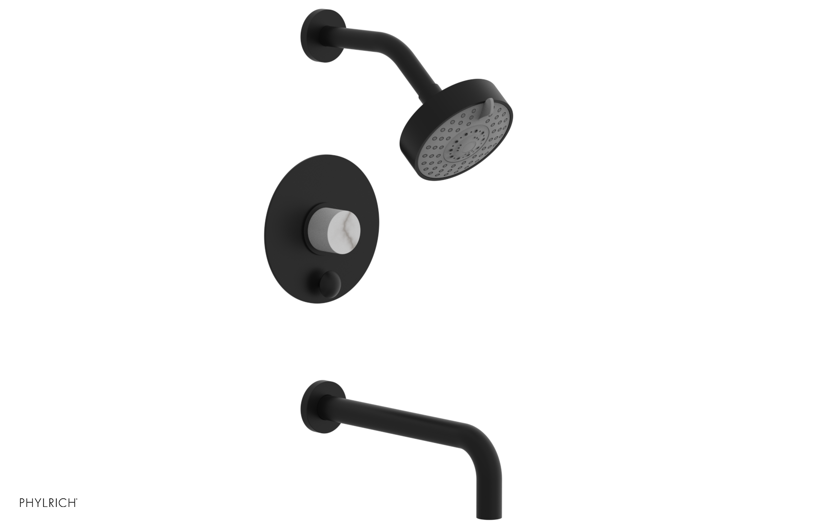 BASIC II 10" Pressure Balance Tub and Shower Set - White Marble 230-28-10