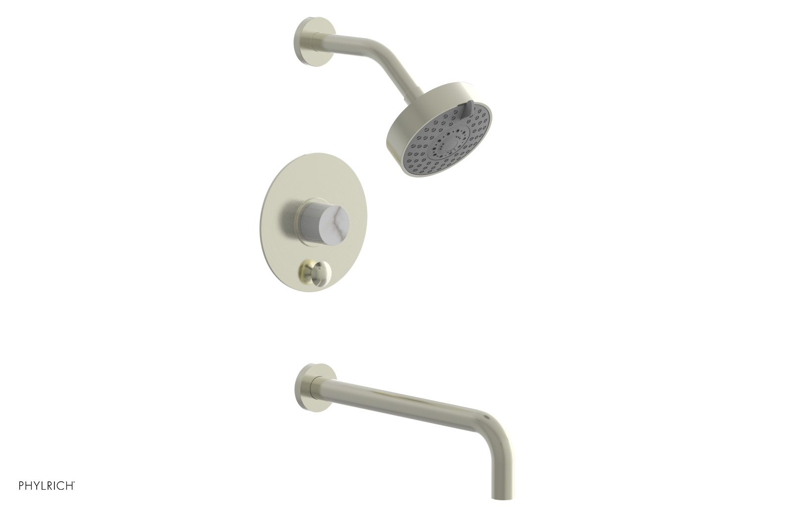 BASIC II 12" Pressure Balance Tub and Shower Set - White Marble 230-28-12