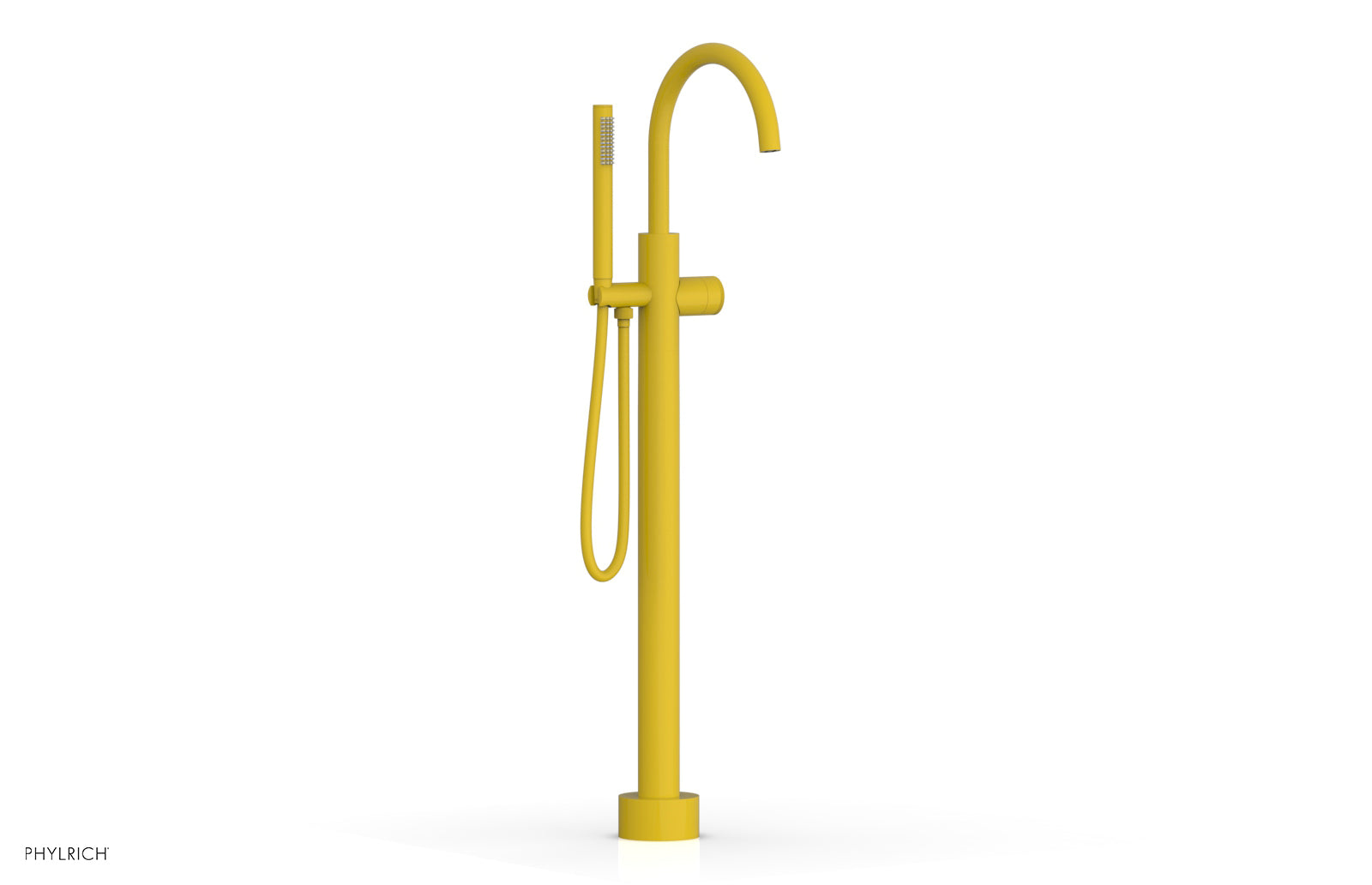 BASIC II Tall Floor Mount Tub Filler - Knurled Handle with Hand Shower  230-44-01