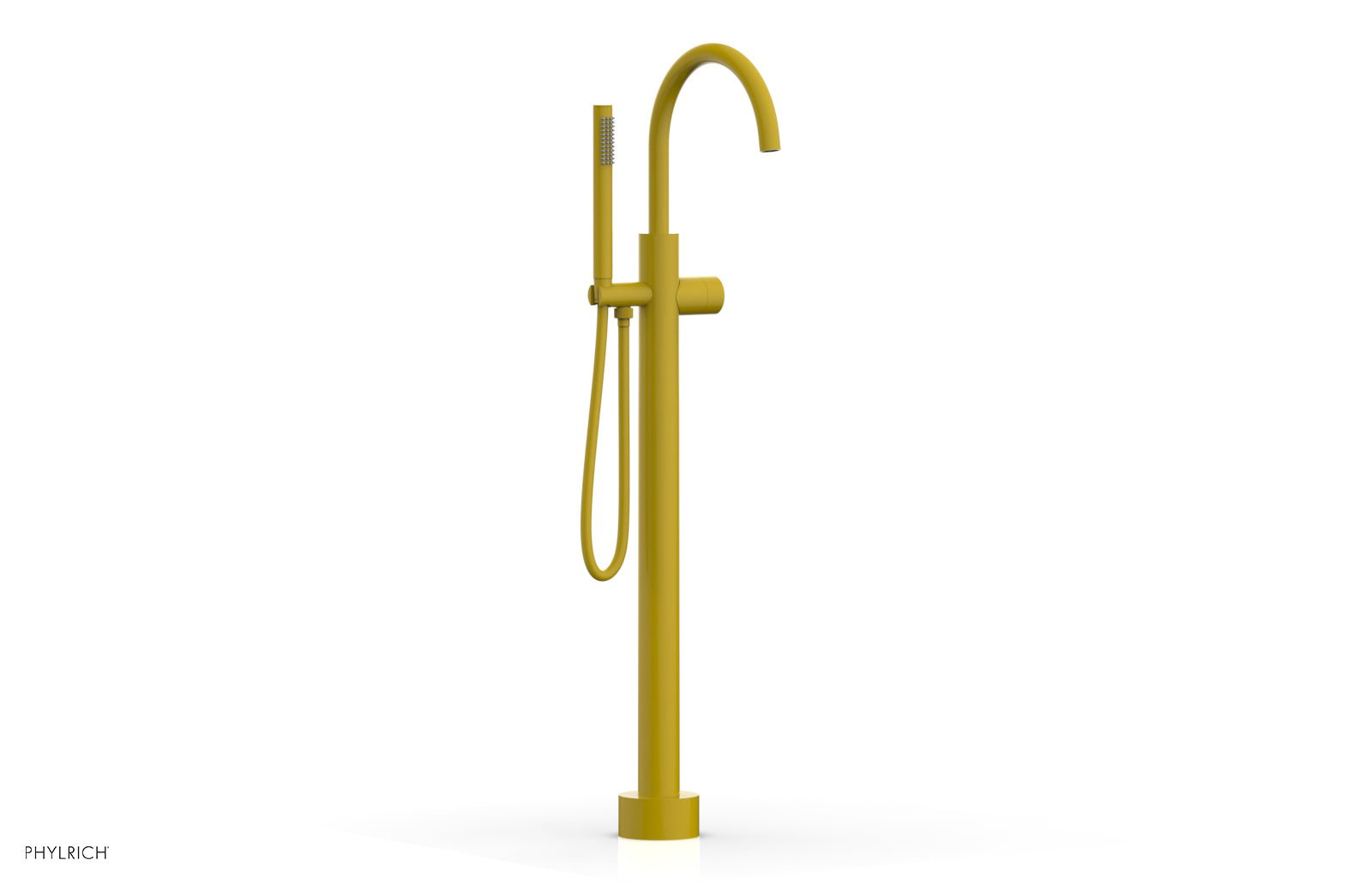 BASIC II Tall Floor Mount Tub Filler - Smooth Handle with Hand Shower  230-46-01