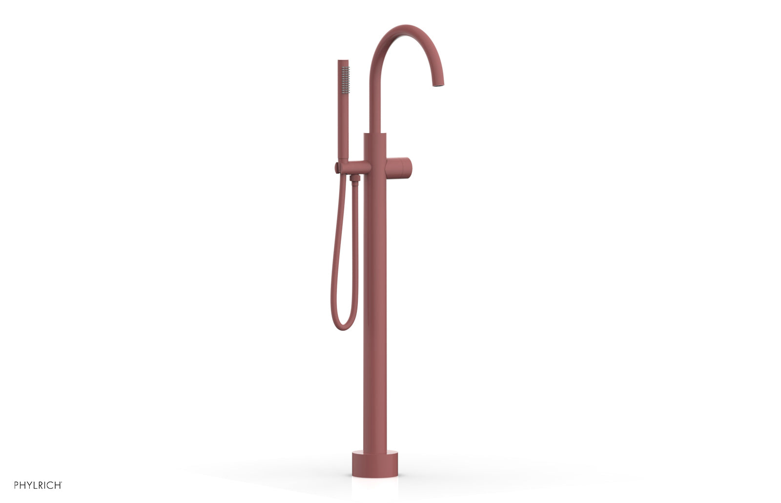 BASIC II Tall Floor Mount Tub Filler - Smooth Handle with Hand Shower  230-46-01