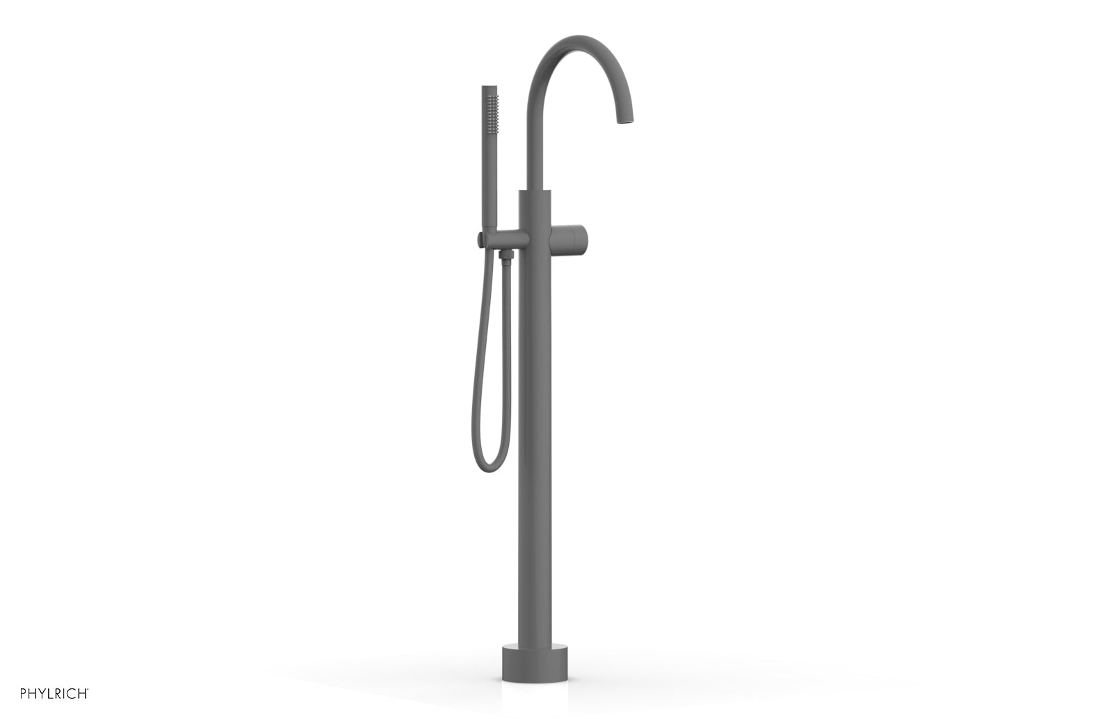 BASIC II Tall Floor Mount Tub Filler - Smooth Handle with Hand Shower  230-46-01