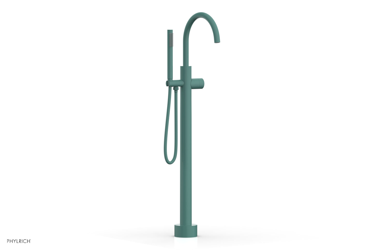 BASIC II Tall Floor Mount Tub Filler - Smooth Handle with Hand Shower  230-46-01