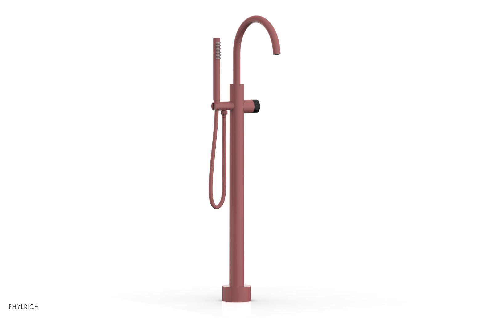 BASIC II Tall Floor Mount Tub Filler - Marble Handle with Hand Shower  230-47-01