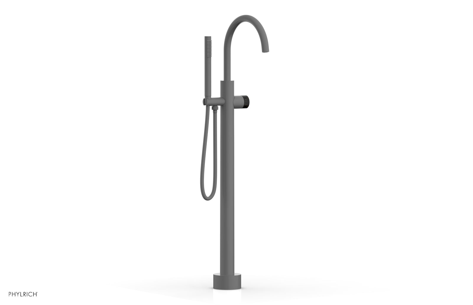 BASIC II Tall Floor Mount Tub Filler - Marble Handle with Hand Shower  230-47-01
