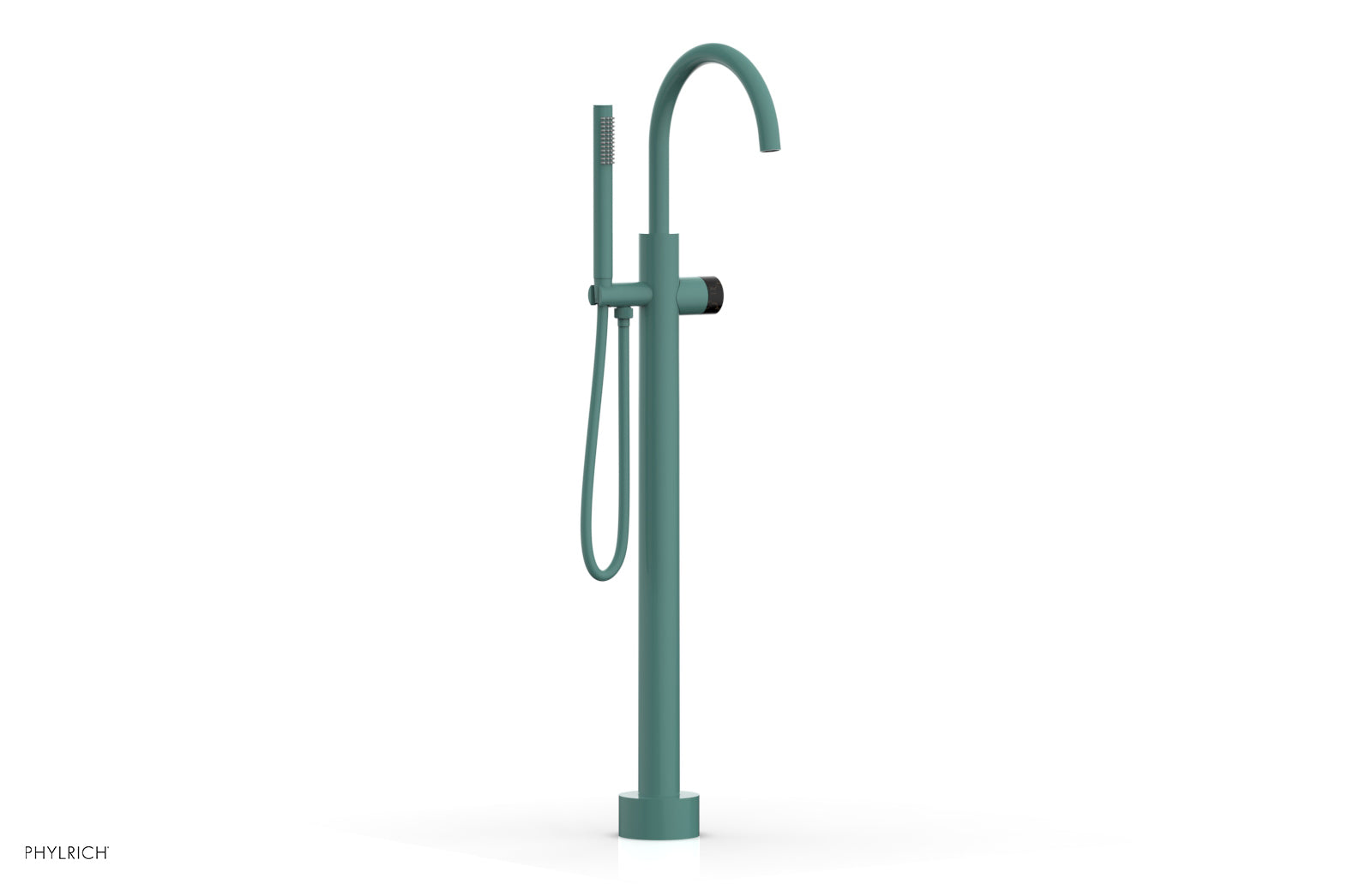 BASIC II Tall Floor Mount Tub Filler - Marble Handle with Hand Shower  230-47-01