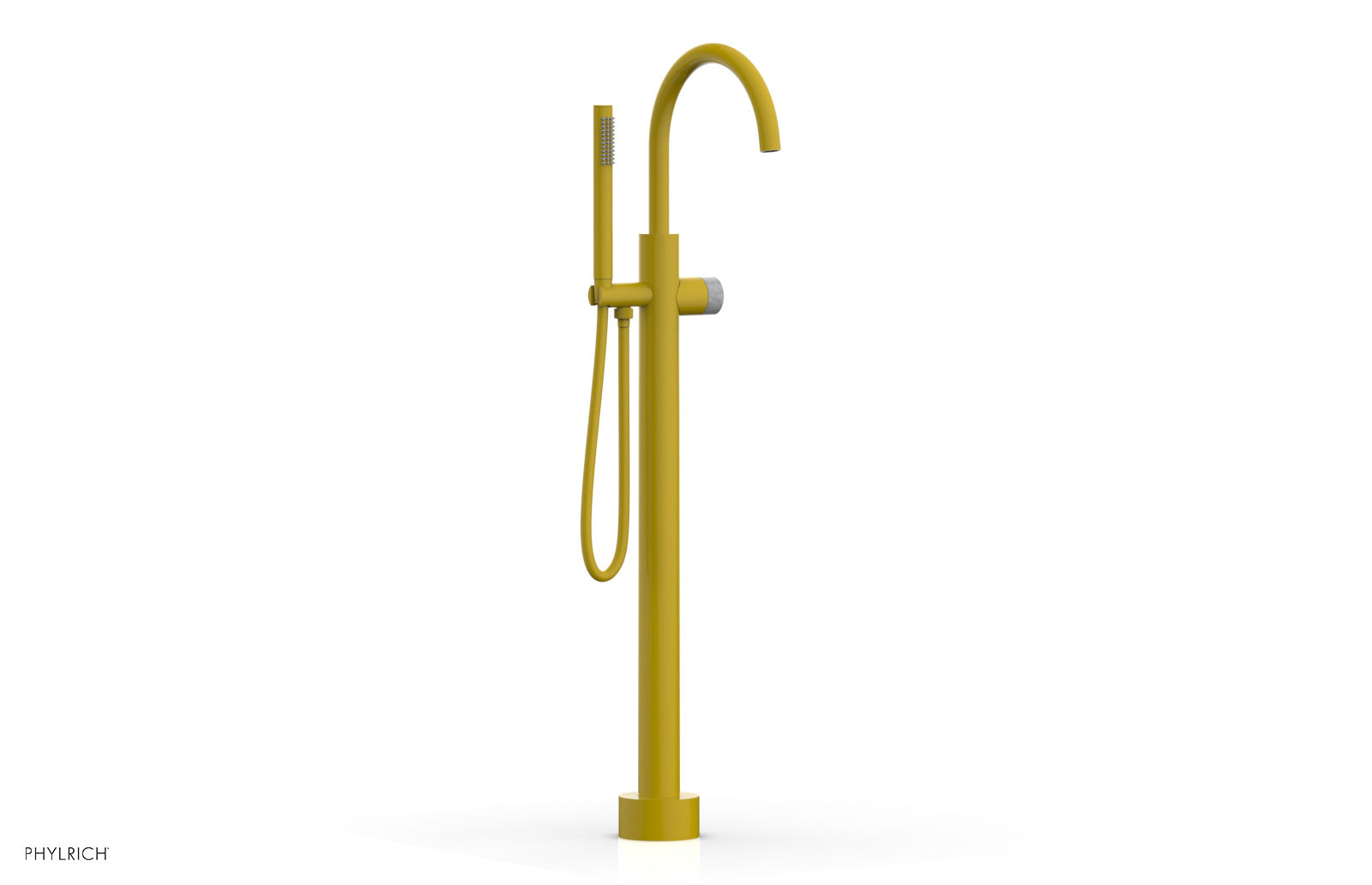 BASIC II Tall Floor Mount Tub Filler - Marble Handle with Hand Shower  230-47-01