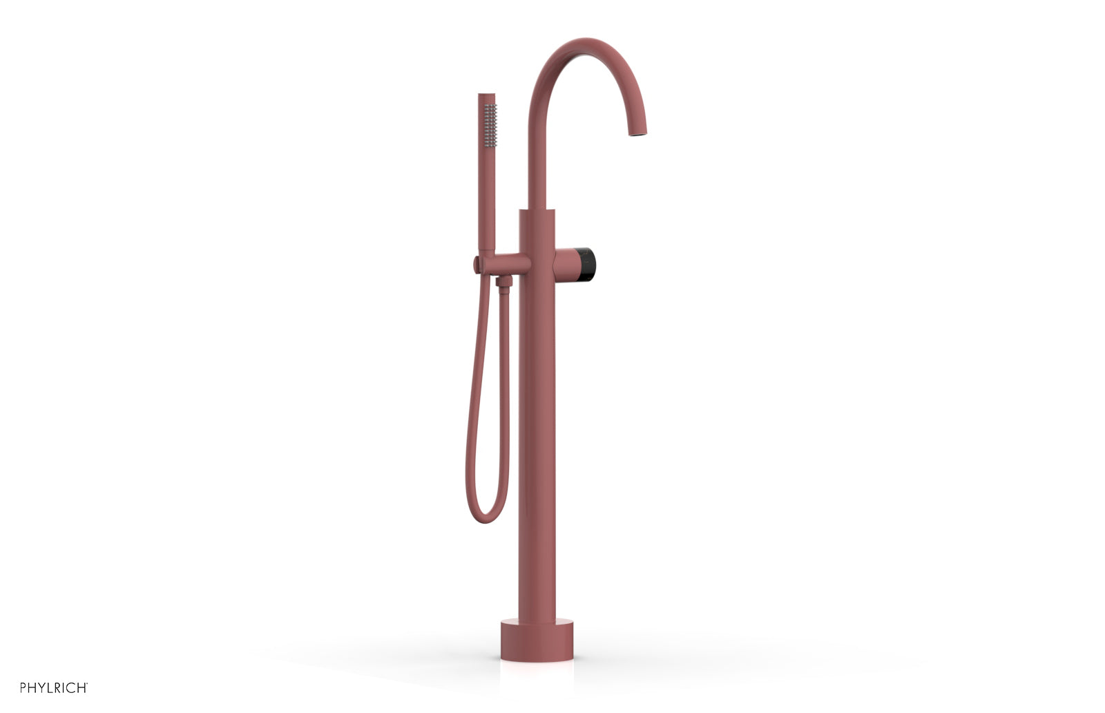 BASIC II Low Floor Mount Tub Filler - Black Marble Handle with Hand Shower  230-47-03