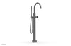 BASIC II Low Floor Mount Tub Filler - Black Marble Handle with Hand Shower  230-47-03