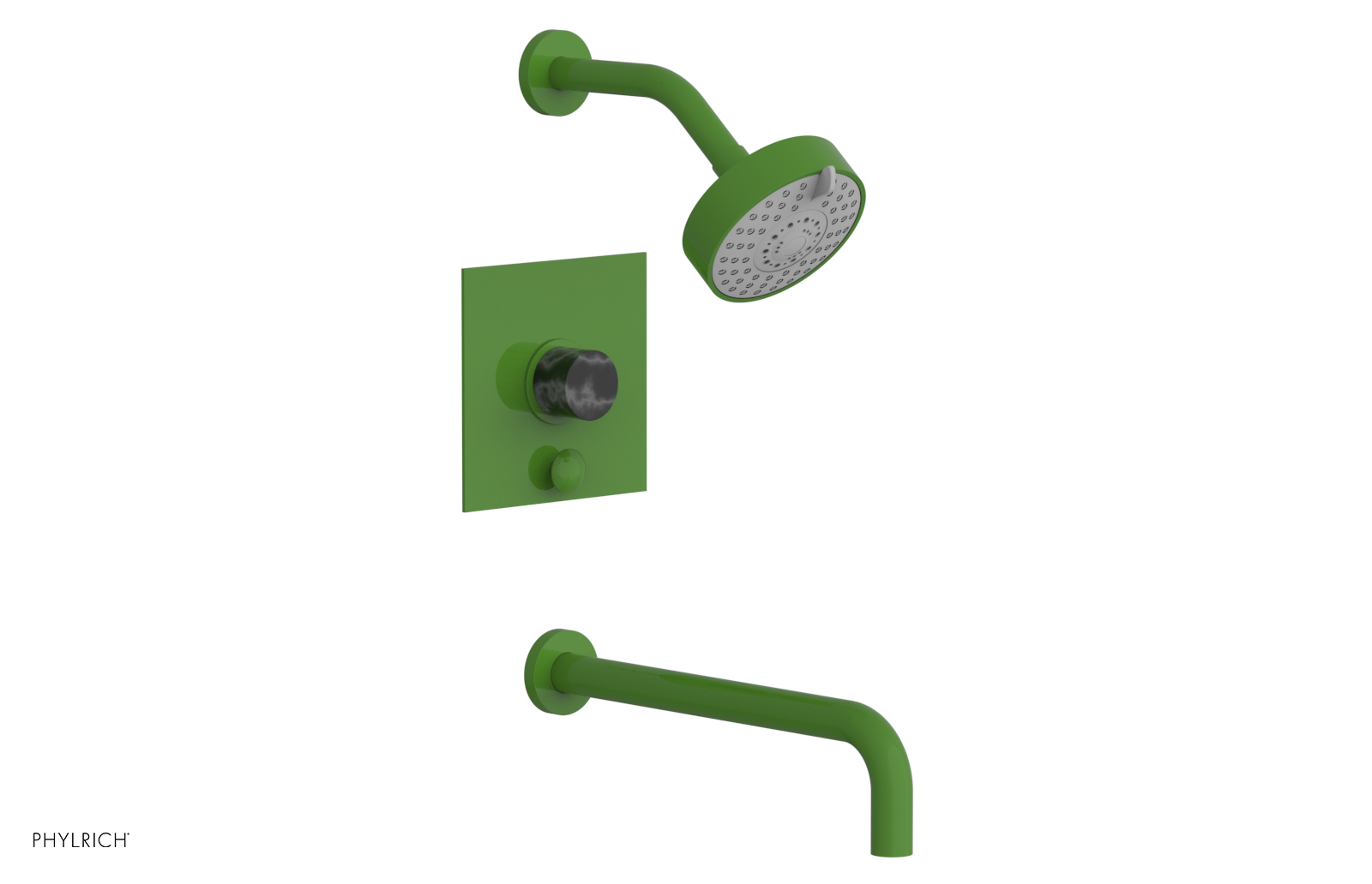 BASIC II 12" Pressure Balance Tub and Shower Set - Black Marble 230S-28-12