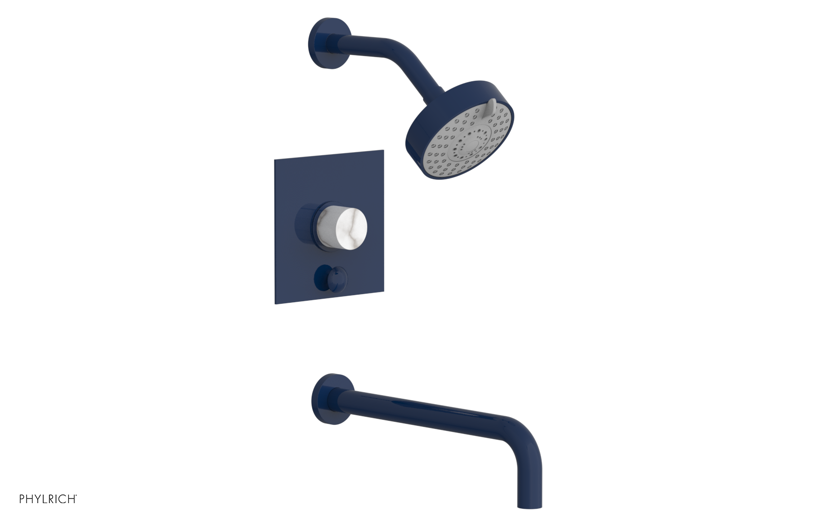 BASIC II 12" Pressure Balance Tub and Shower Set - White Marble 230S-28-12