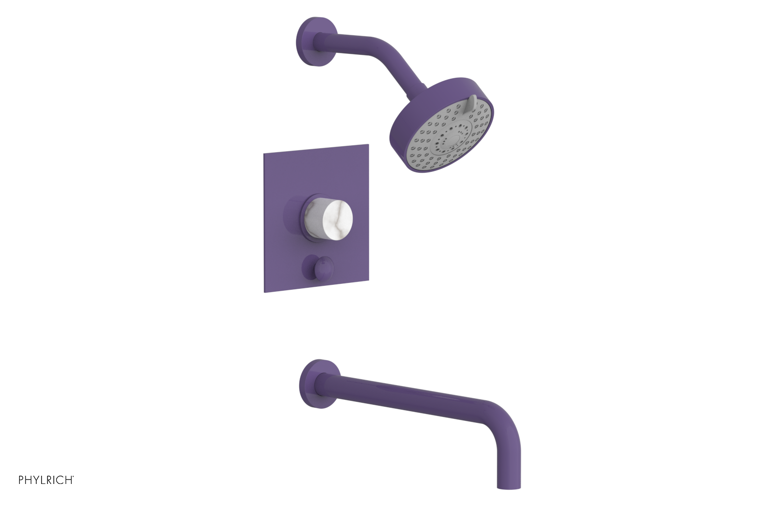 BASIC II 12" Pressure Balance Tub and Shower Set - White Marble 230S-28-12