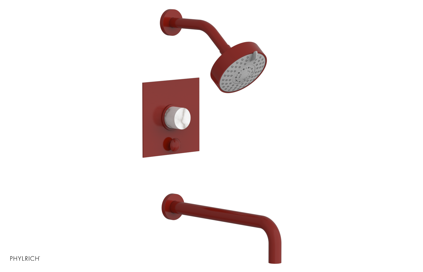 BASIC II 12" Pressure Balance Tub and Shower Set - White Marble 230S-28-12