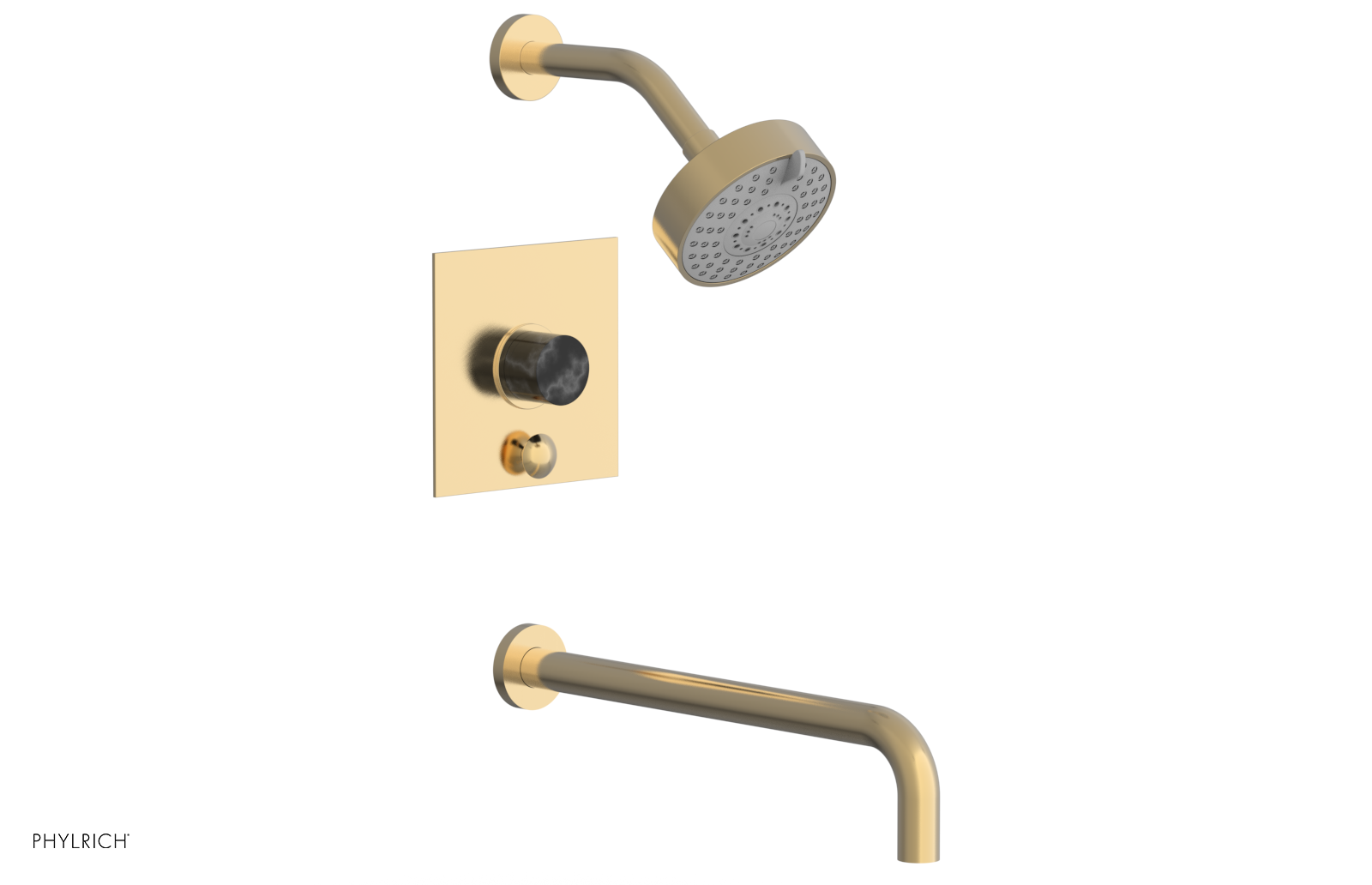 BASIC II 14" Pressure Balance Tub and Shower Set - Black Marble 230S-28-14