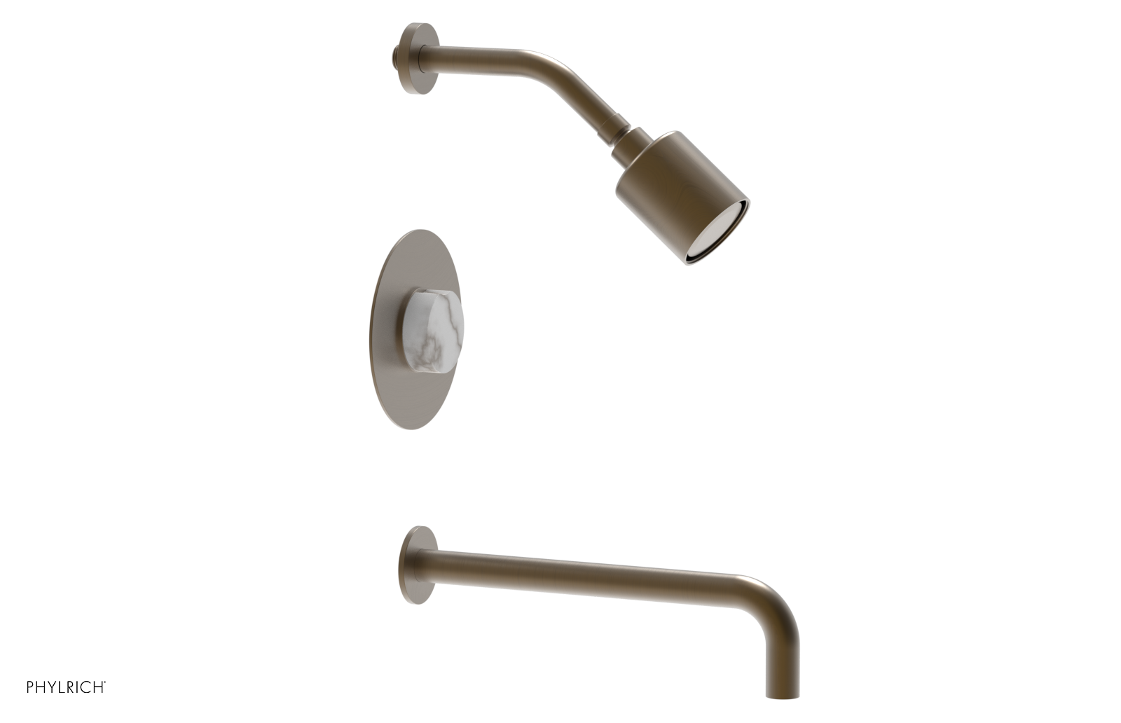 CIRC 12" Pressure Balance Tub and Shower Set - Marble Handle 250-28-12