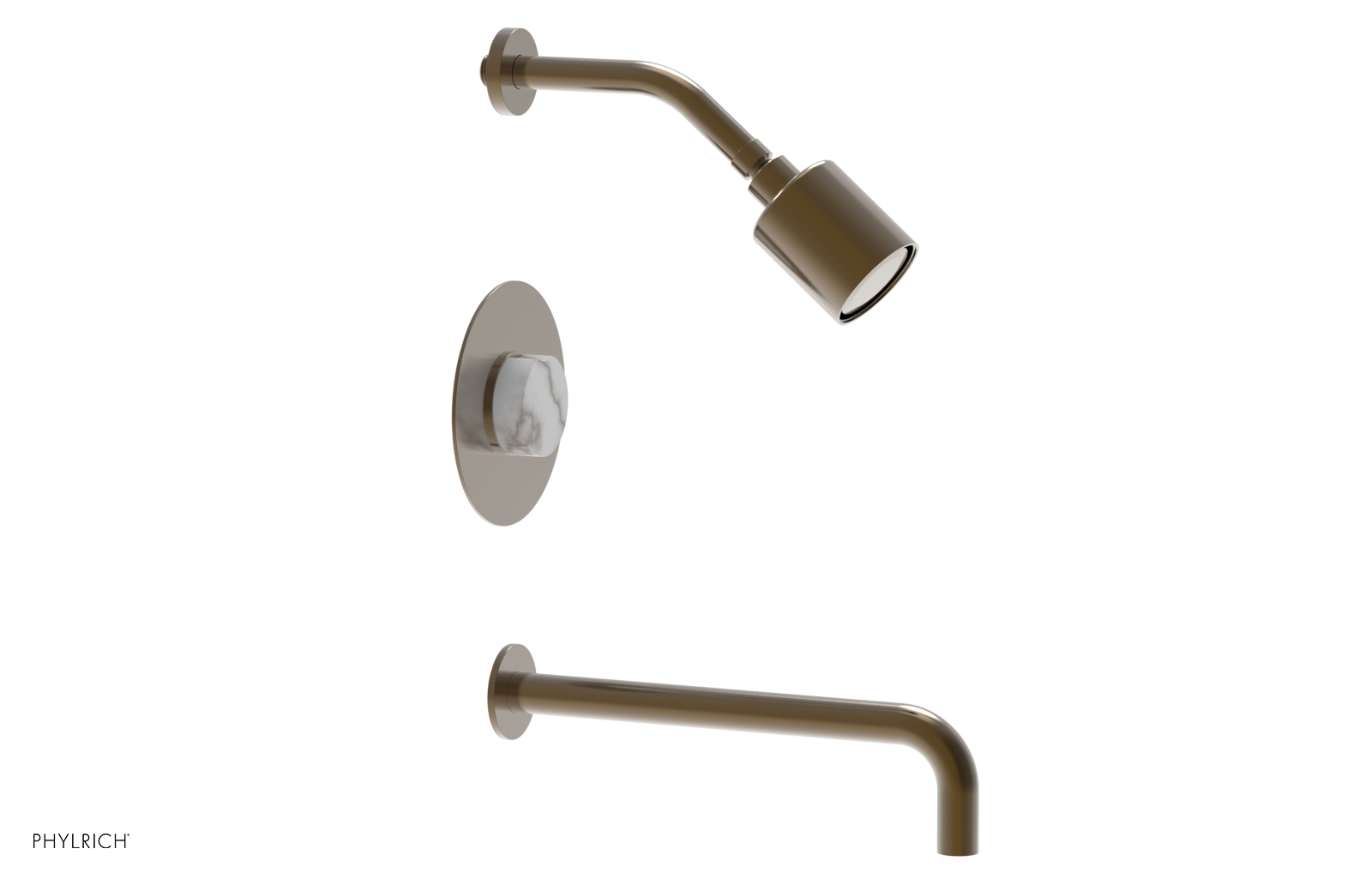 CIRC 12" Pressure Balance Tub and Shower Set - Marble Handle 250-28-12