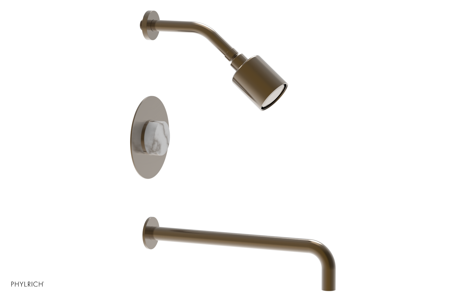 CIRC 14" Pressure Balance Tub and Shower Set - Marble Handle 250-28-14