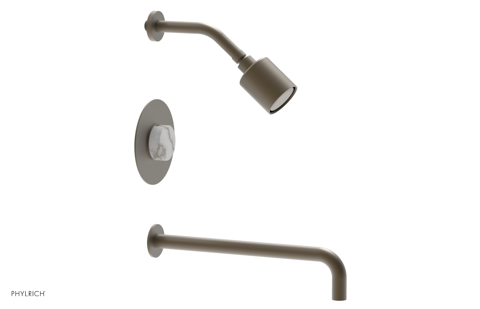 CIRC 14" Pressure Balance Tub and Shower Set - Marble Handle 250-28-14