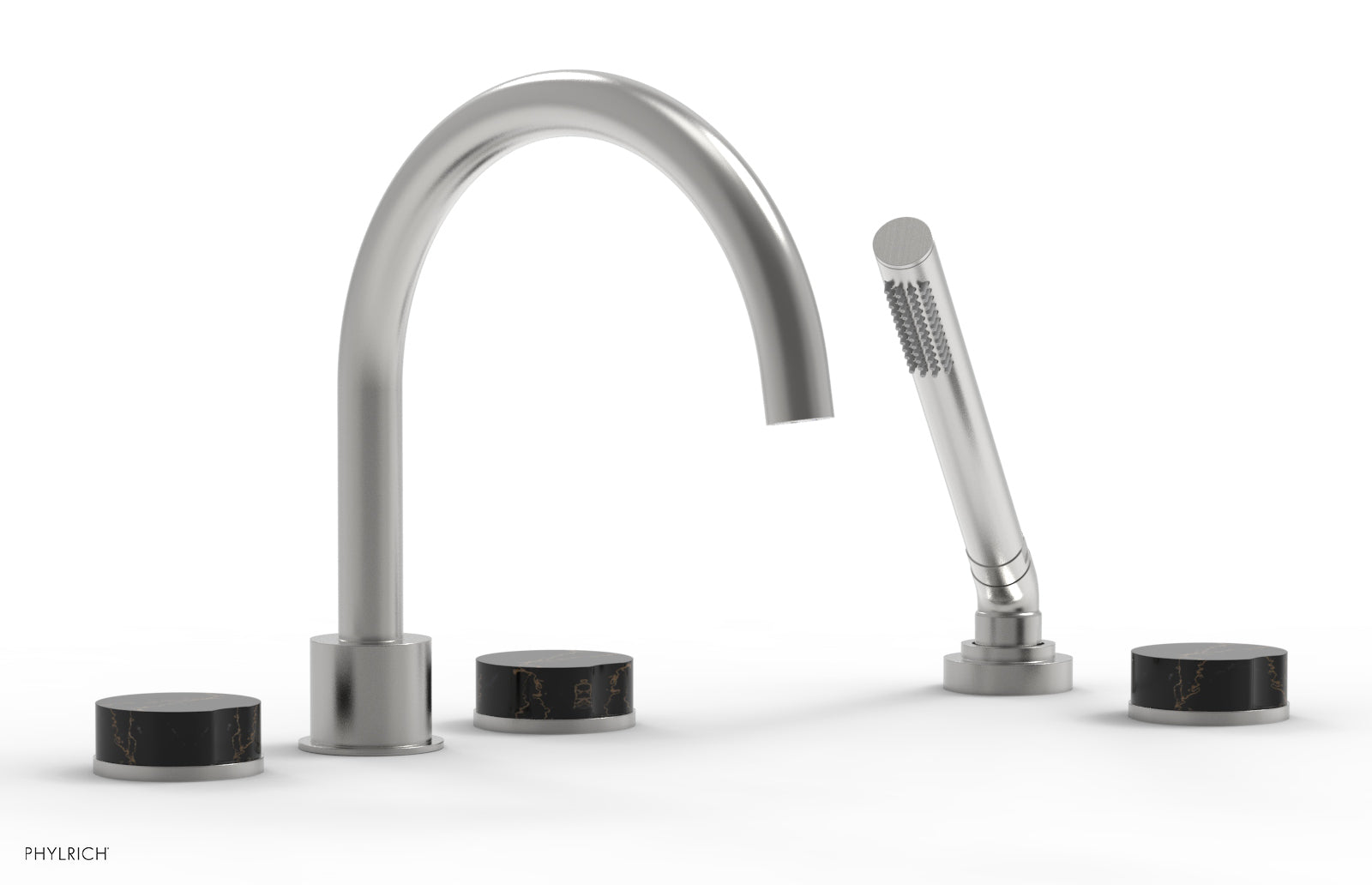 CIRC - Deck Tub Set with Hand Shower - High Spout Marble Handles 250-50