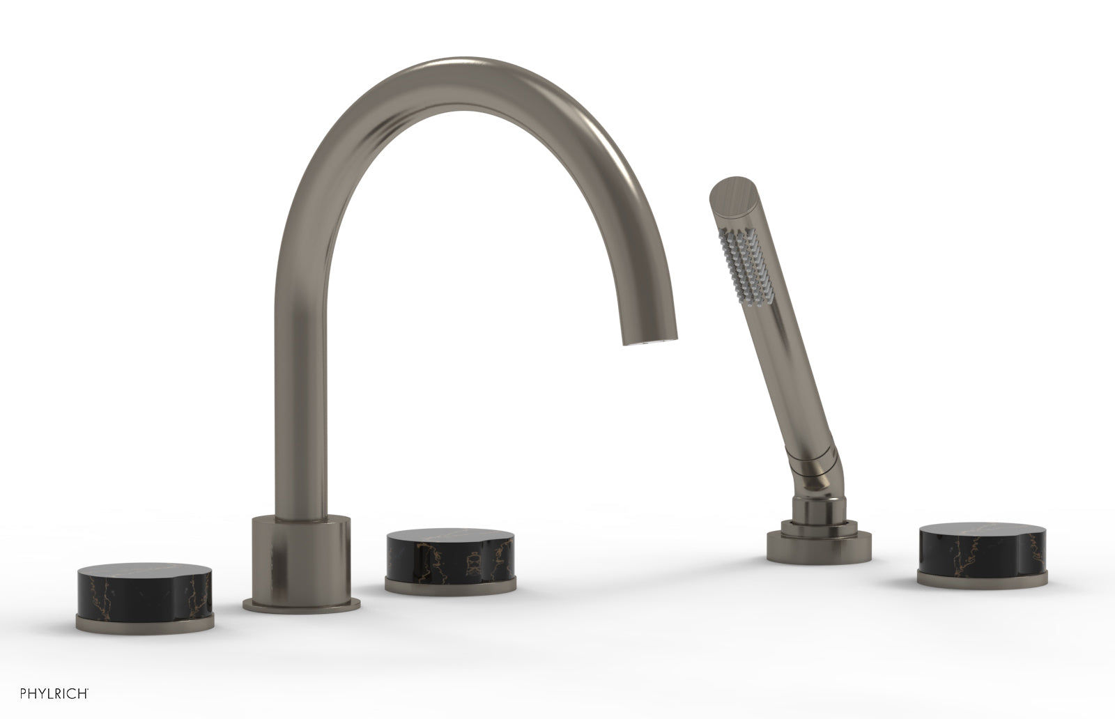 CIRC - Deck Tub Set with Hand Shower - High Spout Marble Handles 250-50