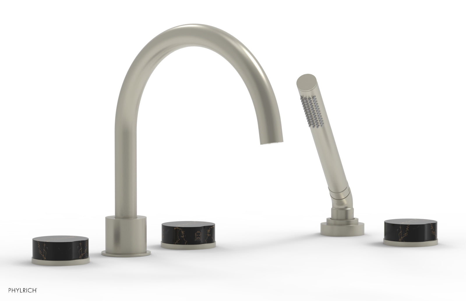 CIRC - Deck Tub Set with Hand Shower - High Spout Marble Handles 250-50