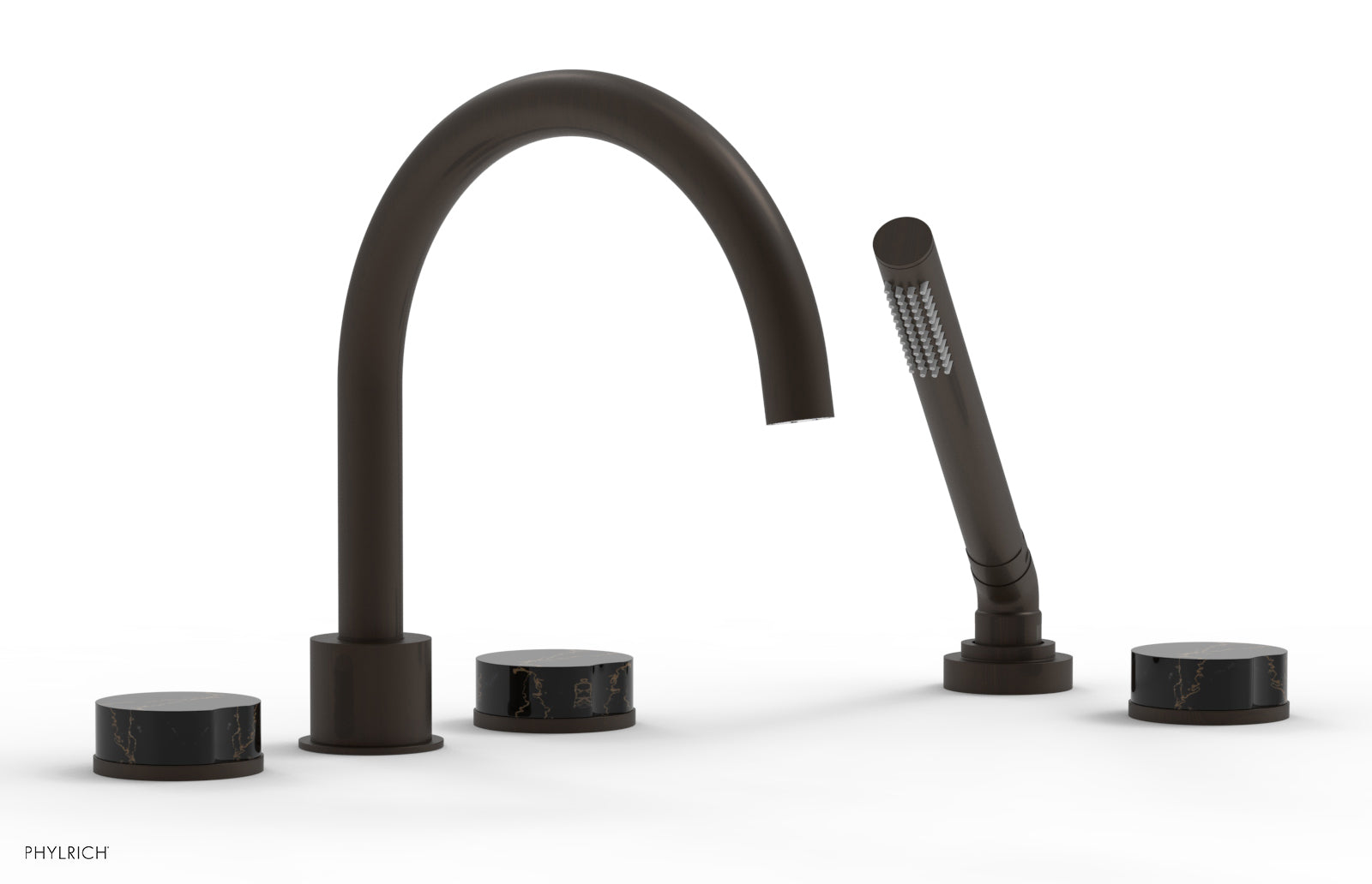 CIRC - Deck Tub Set with Hand Shower - High Spout Marble Handles 250-50